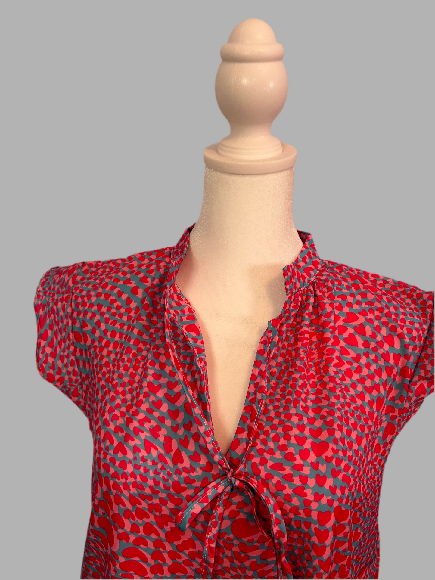 Printed Flounce V-Neck Blouse